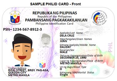 Example identification card . Accessed Nov 06, 2018. Source: Philippine Statistics Authority.